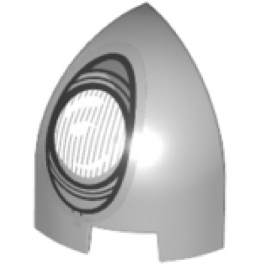 light bluish gray slope curved 1 x 1 x 1 1 3 corner round with white and silver headlight pattern model left side