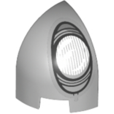 light bluish gray slope curved 1 x 1 x 1 1 3 corner round with white and silver headlight pattern model right side