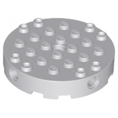 light bluish gray brick round 6 x 6 with 4 side pin holes and center hole