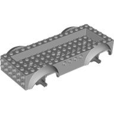 light bluish gray vehicle base 8 x 16 x 2 1 2 with mudguards raised 4 x 14 recessed center with 3 holes and dark bluish gray wheels holders