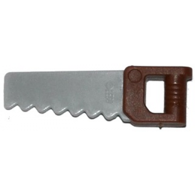 light bluish gray minifigure utensil tool saw with reddish brown handle pattern