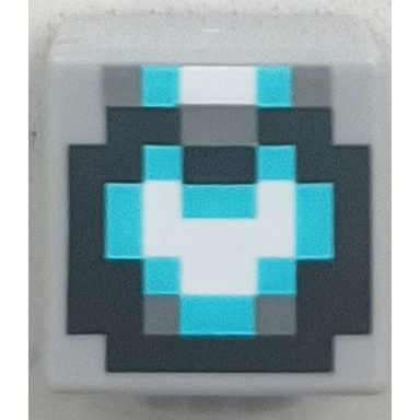 light bluish gray minifigure head modified cube with pixelated black dark bluish gray medium azure and white helmet pattern minecraft space sentinel
