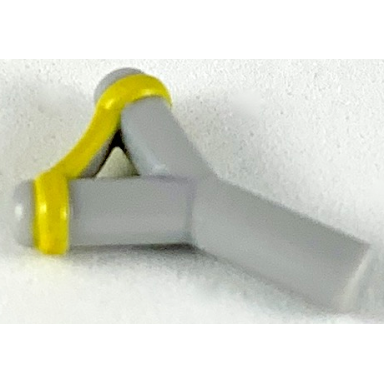 light bluish gray minifigure weapon slingshot with yellow band pattern