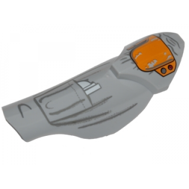 light bluish gray large figure armor leg shin guard with ball joint socket and yellow knee pad and pocket pattern - model left side sw boba fett
