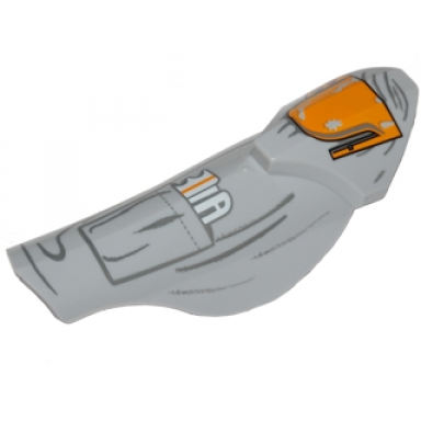 light bluish gray large figure armor leg shin guard with ball joint socket and yellow knee pad and pocket pattern - model right side sw boba fett