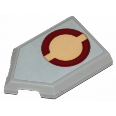light bluish gray tile modified 2 x 3 pentagonal with dark red sw semicircles on tan circle on light bluish gray background pattern sticker - set 75281