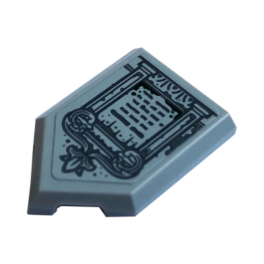 light bluish gray tile modified 2 x 3 pentagonal with tombstone pattern sticker - set 70420