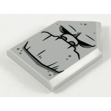 light bluish gray tile modified 2 x 3 pentagonal with earth giant face pattern