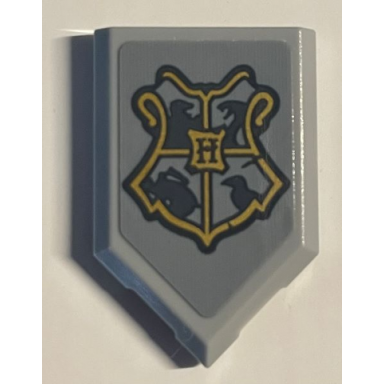 light bluish gray tile modified 2 x 3 pentagonal with coat of arms hogwarts crest solid animals pattern sticker - set 76387