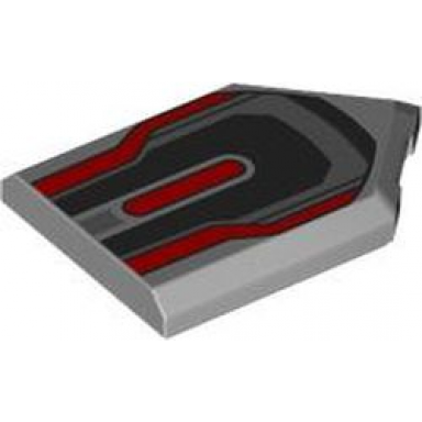 light bluish gray tile modified 2 x 3 pentagonal with black dark bluish gray and red armor plates pattern