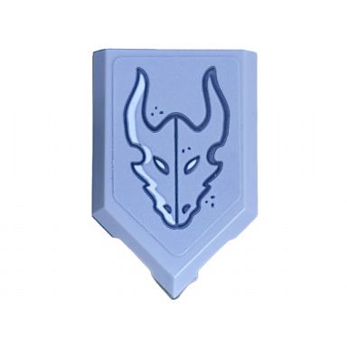 light bluish gray tile modified 2 x 3 pentagonal with black dark bluish gray and white dragon head carving pattern sticker - set 21348