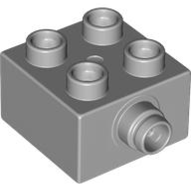 light bluish gray duplo brick 2 x 2 with pin on side with groove