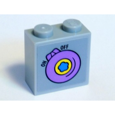 brick modified 1 x 2 x 1 2 3 with studs on side with dark azure flower on yellow and lavender dial black on and off pattern sticker - set 41346