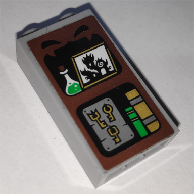 brick 1 x 2 x 3 with books keys and potion flask pattern sticker - set 41185