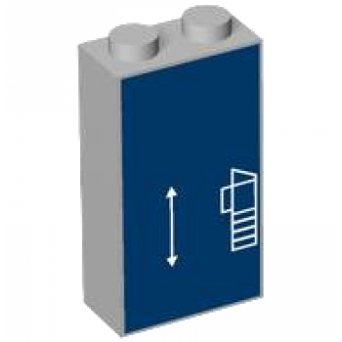 light bluish gray brick 1 x 2 x 3 with white lines schematic of car rear bumper and arrow on dark blue background pattern