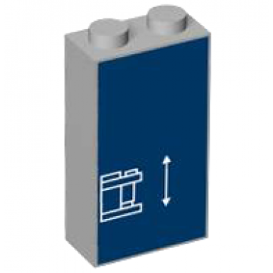 light bluish gray brick 1 x 2 x 3 with white lines schematic of car front bumper and arrow on dark blue background pattern