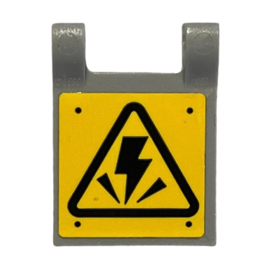 light bluish gray flag 2 x 2 square with high voltage danger sign pattern sticker - set 75927