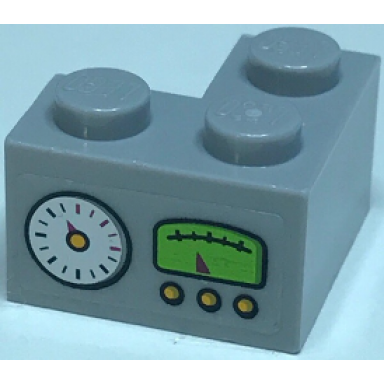 brick 2 x 2 corner with white and lime gauges and yellow buttons pattern sticker - set 79117