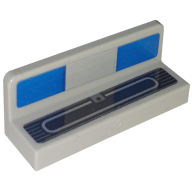 light bluish gray panel 1 x 3 x 1 with blue rectangles and black grille pattern stickers - set 76917