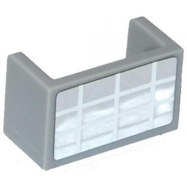 light bluish gray panel 1 x 2 x 1 with rounded corners and 2 sides with mirror with white grid pattern sticker - set 41118