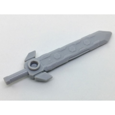 light bluish gray minifigure weapon sword long with molded flexible rubber same color tip and angular crossguard