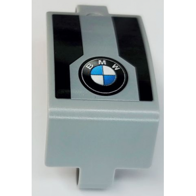 light bluish gray technic panel curved 3 x 5 x 3 with bmw logo and black stripes pattern sticker - set 42063