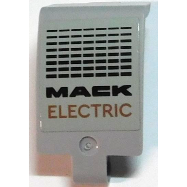 light bluish gray technic panel curved 3 x 5 x 3 with black grille and mack electric pattern sticker - set 42167