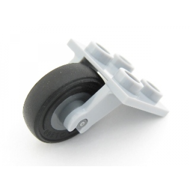 light bluish gray plate modified 2 x 2 thin with plane single wheel holder with dark bluish gray wheel with black tire 14mm d x 4mm smooth small single with number embossed on side 2415 3464c03