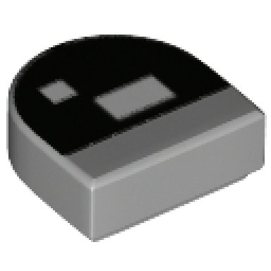 light bluish gray tile round 1 x 1 half circle extended with black arch white rectangle and square pattern brickheadz frankenstein eye