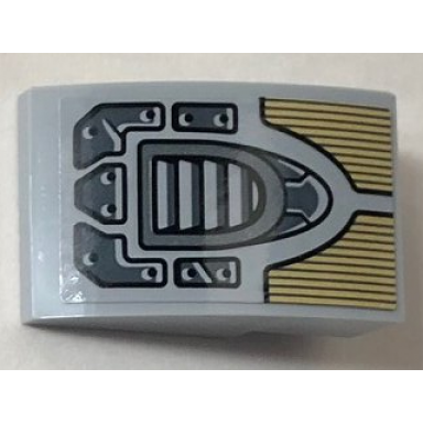 light bluish gray slope curved 3 x 2 with dark bluish gray vent grille gold decoration and dark bluish gray panels pattern sticker - set 76099