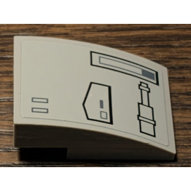 light bluish gray slope curved 3 x 2 with sw tie striker hull plates and lever pattern model left side sticker - set 75154