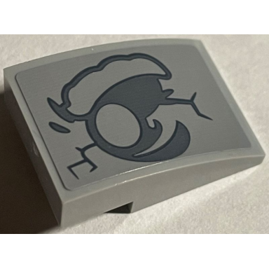 light bluish gray slope curved 3 x 2 with dark bluish gray eyebrow and eye outline with cracks pattern model left side sticker - set 76389