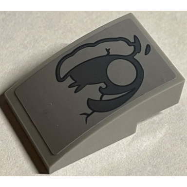 light bluish gray slope curved 3 x 2 with dark bluish gray eyebrow and eye outline with cracks pattern model right side sticker - set 76389