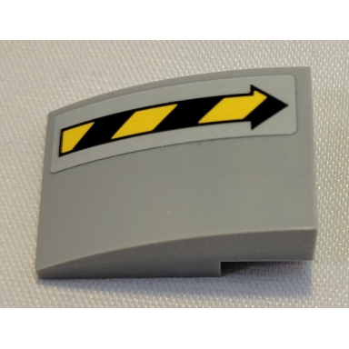 light bluish gray slope curved 3 x 2 with black and yellow danger stripes arrow pattern model right side sticker - set 21331