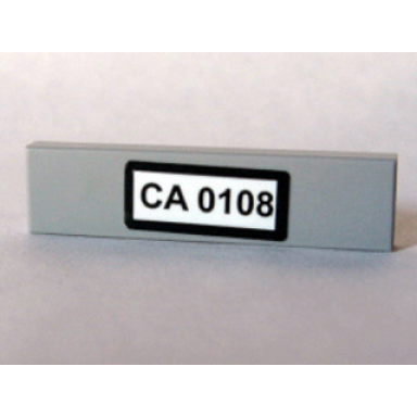 light bluish gray tile 1 x 4 with ca 0108 pattern sticker - set 10184