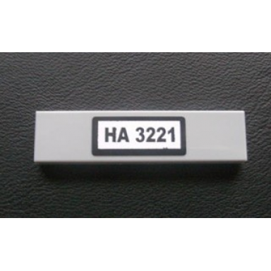 light bluish gray tile 1 x 4 with black ha 3221 pattern on white background sticker - set 3221