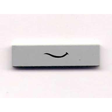 light bluish gray tile 1 x 4 with black thin curved smile pattern the queen