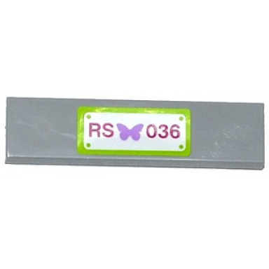 light bluish gray tile 1 x 4 with butterfly and rs 036 pattern sticker - set 41036