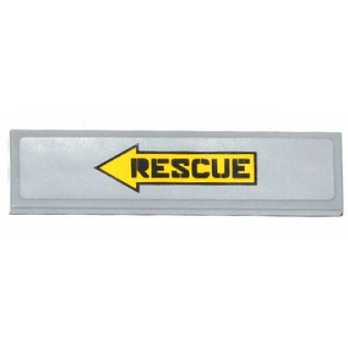 light bluish gray tile 1 x 4 with yellow arrow with rescue pointing left pattern sticker - set 70815