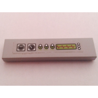 light bluish gray tile 1 x 4 with gauges 3 switches and lime graph pattern sticker - set 7297