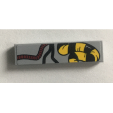 light bluish gray tile 1 x 4 with red black and yellow hoses pattern sticker - set 75157
