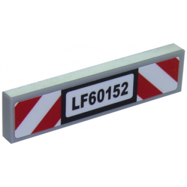 light bluish gray tile 1 x 4 with lf60152 with red and white danger stripes pattern sticker - set 60152