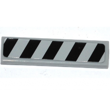 light bluish gray tile 1 x 4 with black and light bluish gray danger stripes pattern sticker - set 75092
