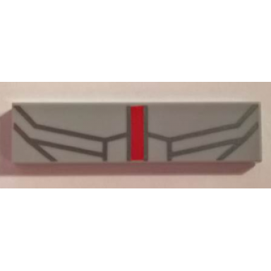light bluish gray tile 1 x 4 with vertical red stripe and dark bluish gray thin lines pattern