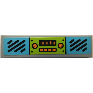 light bluish gray tile 1 x 4 with medium azure speakers and orange controls pattern sticker - set 75902
