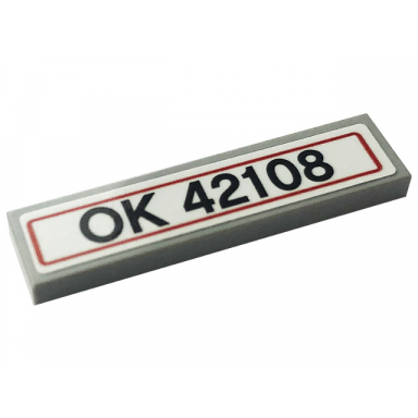 light bluish gray tile 1 x 4 with ok 42108 pattern sticker - set 42108