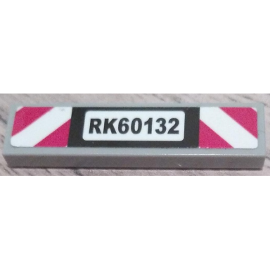light bluish gray tile 1 x 4 with rk60132 and red and white danger stripes pattern sticker - set 60132