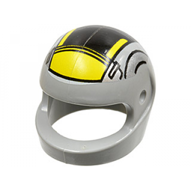 light bluish gray minifigure headgear helmet motorcycle standard with sw black and yellow pattern small b-wing