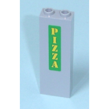 light bluish gray brick 1 x 2 x 5 with yellow pizza on green background vertical pattern sticker - set 7641