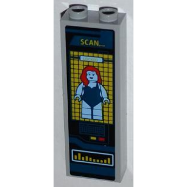 light bluish gray brick 1 x 2 x 5 with scan.. batman poison ivy on screen and buttons pattern sticker - set 6860